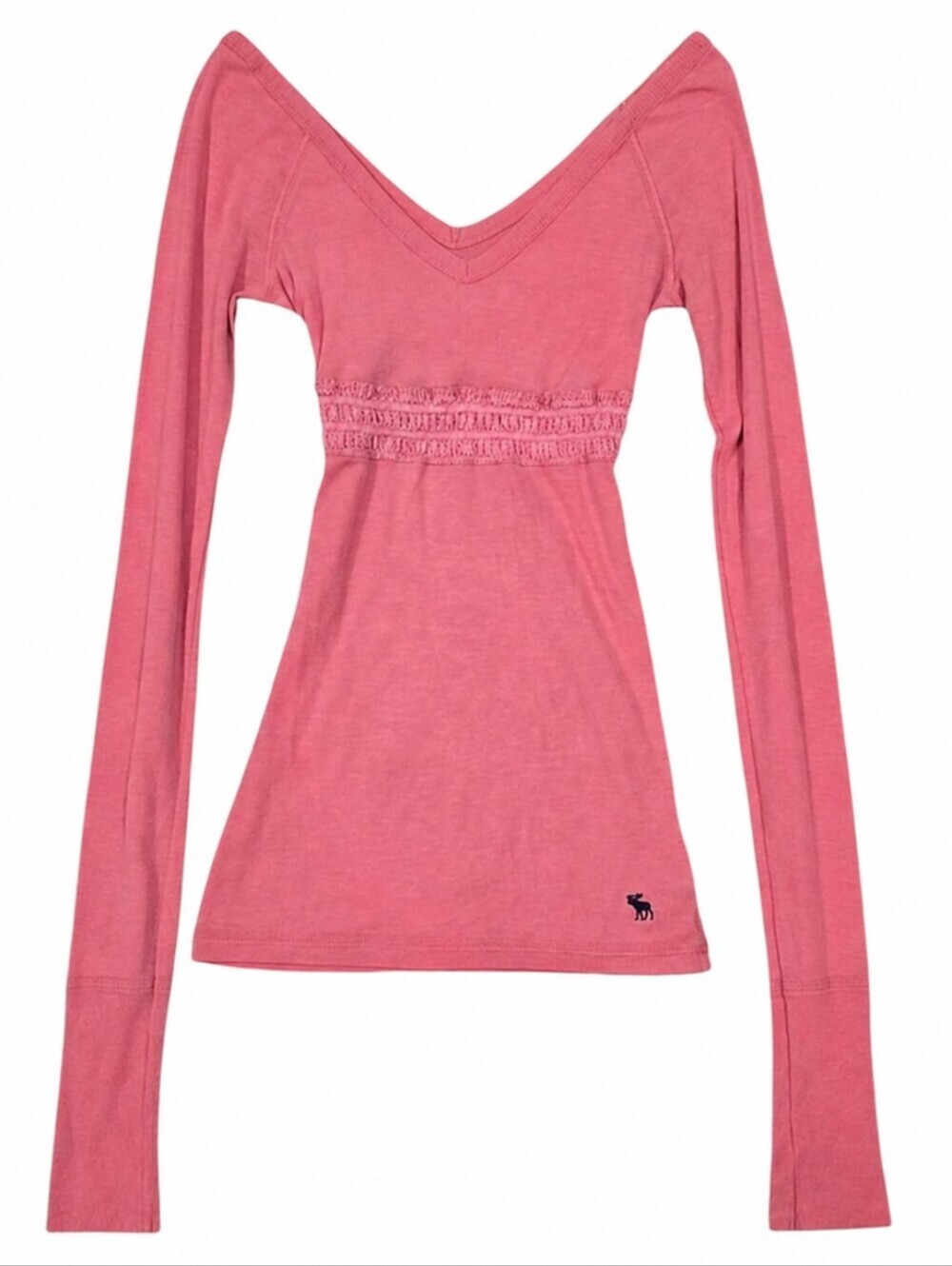 Abercrombie vintage pinklong sleeve vneck babydoll top